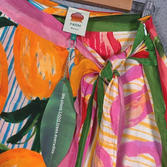 FARM Rio Dresses & Skirts - Farm Rio Fruits Scarves Mini Skirt Women's Medium M Multi Wrap Tassel Tropical